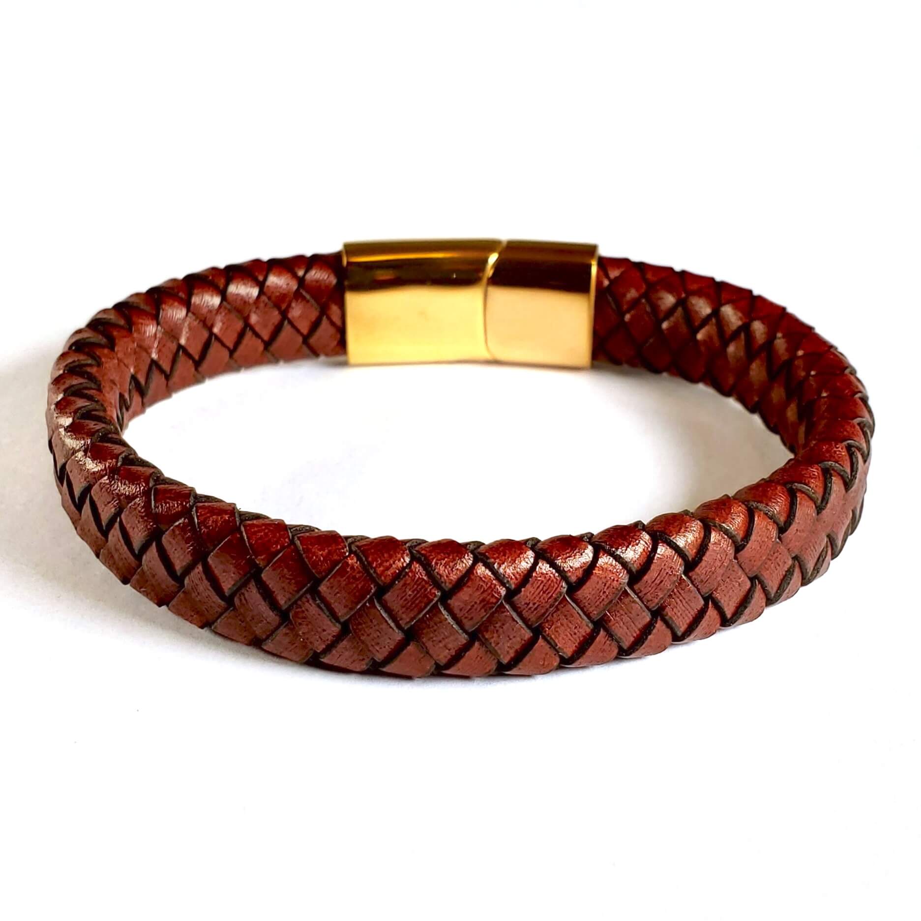 Brown Braided Leather Bracelet Gift For Him Personalised Card