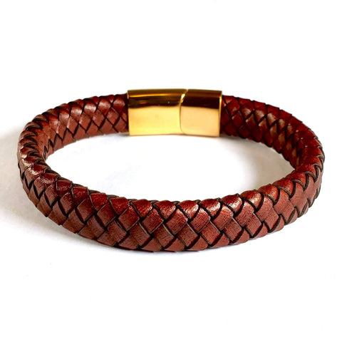 Image of Brown Braided Leather Bracelet Gift For Him Personalised Card