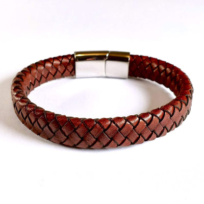 Brown Braided Leather Bracelet Gift For Him Personalised Card