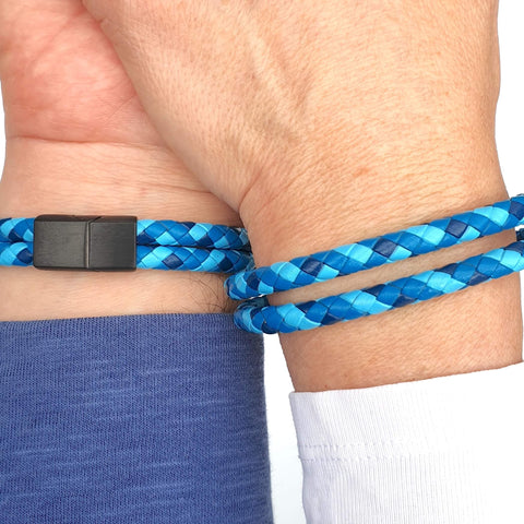 Image of Blue Braided Leather Bracelet Gift For Him Personalised Card