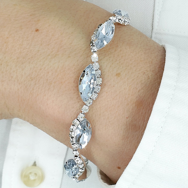 White Cubic Zirconia Diamante Crystals Sparkling Bracelet