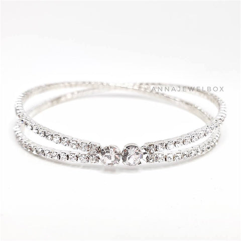 Image of Cross Silver Crystal Flexible Tennis Bracelet - AnnaJewelBox