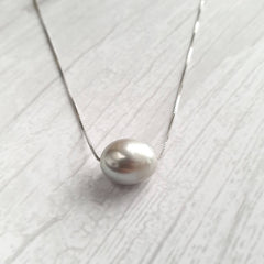 925 Sterling Silver Grey Freshwater Pearl Necklace