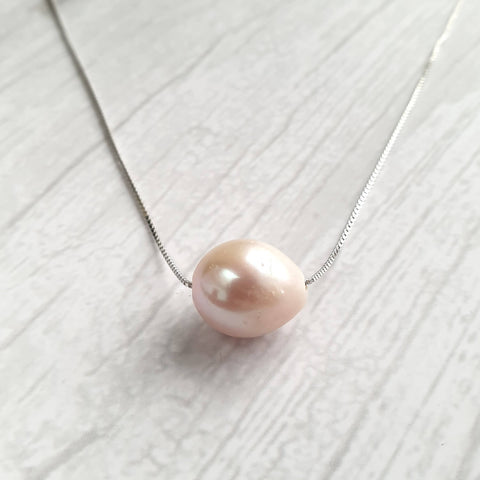 Image of 925 Sterling Silver Pink Natural Freshwater Pearl Necklace