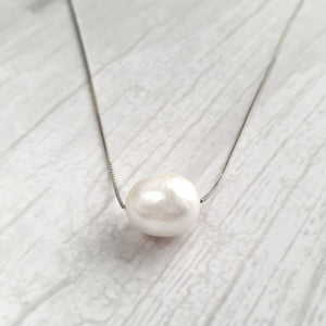 925 Sterling Silver White Freshwater Pearl Necklace
