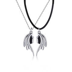 Angel Devil Wings Couple Magnetic Necklace Set