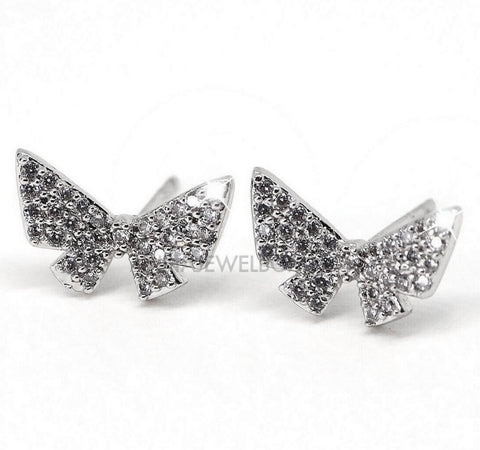 Sparkling Diamante Butterfly Stud Earrings - AnnaJewelBox