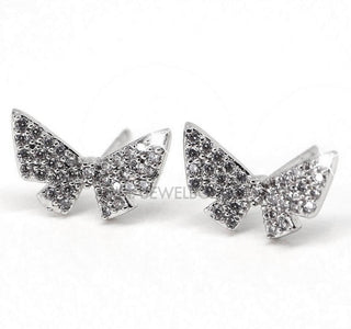 Sparkling Diamante Butterfly Stud Earrings - AnnaJewelBox