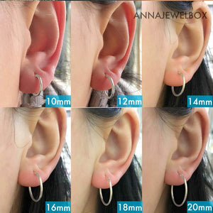 925 Sterling Silver Hoop Earrings Small Medium Large - AnnaJewelBox