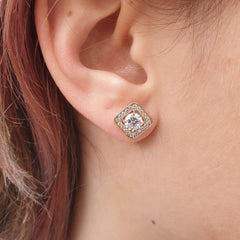 Gold Plated Statement Diamante Crystal Earrings Studs