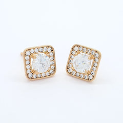 Gold Plated Statement Diamante Crystal Earrings Studs