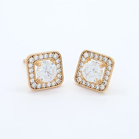Image of Gold Plated Statement Diamante Crystal Earrings Studs