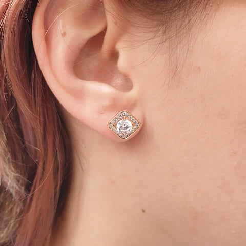 Image of Gold Plated Statement Diamante Crystal Earrings Studs