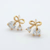 Gold Cherry Diamante Crystal Earrings Studs