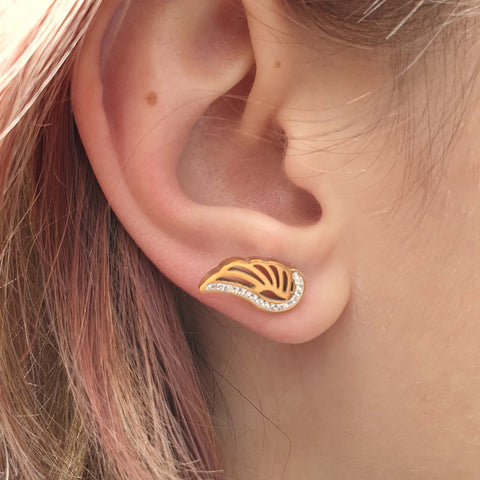 Image of Gold Diamante Guardian Angel Wings Stud Earrings