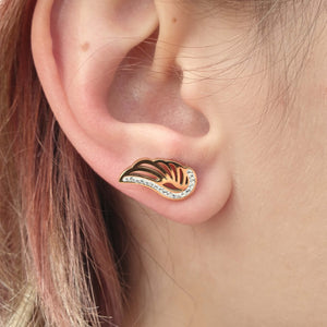 Gold Diamante Guardian Angel Wings Stud Earrings