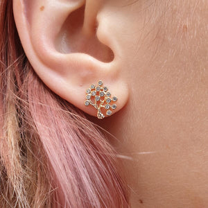 Gold Diamante Crystal Tree of Life Earrings Studs