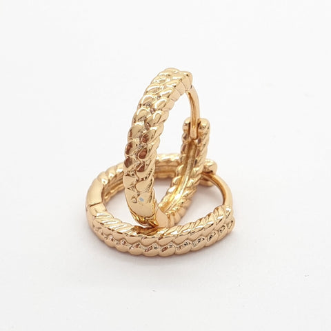 Image of Pretty Gold Patterned Hoop Earrings