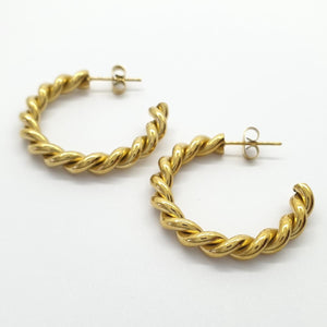 Pretty Gold Twist Hoop Earrings