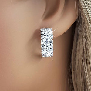 Statement Crystal Silver Dangle Drop Earrings