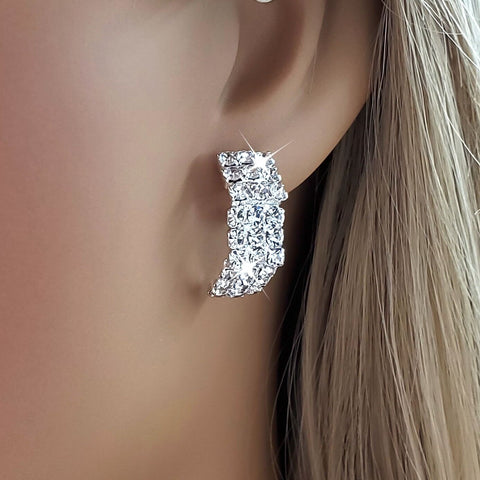 Image of Statement Crystal Silver Dangle Drop Earrings