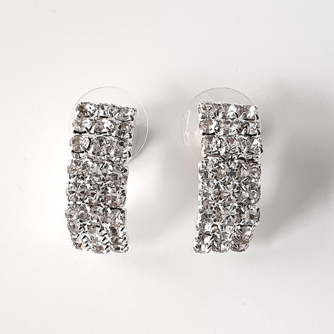 Image of Statement Crystal Silver Dangle Drop Earrings