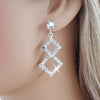 Dazzling Crystal Silver Dangle Drop Earrings