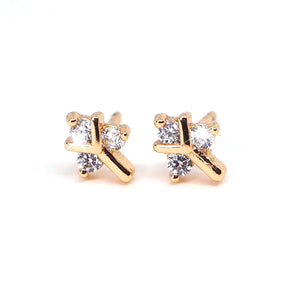 Sparking Diamante Crystals Gold Tree Stud Earrings
