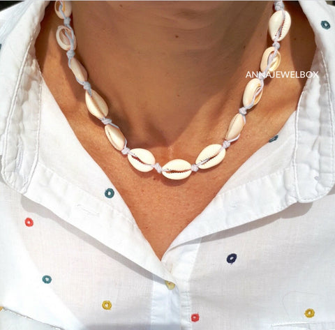 Image of Cute Summer Colours Cowrie Shell Beach Necklace