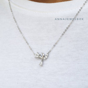 Twinkle Star 925 Sterling Silver Crystal Pendant Necklace - AnnaJewelBox
