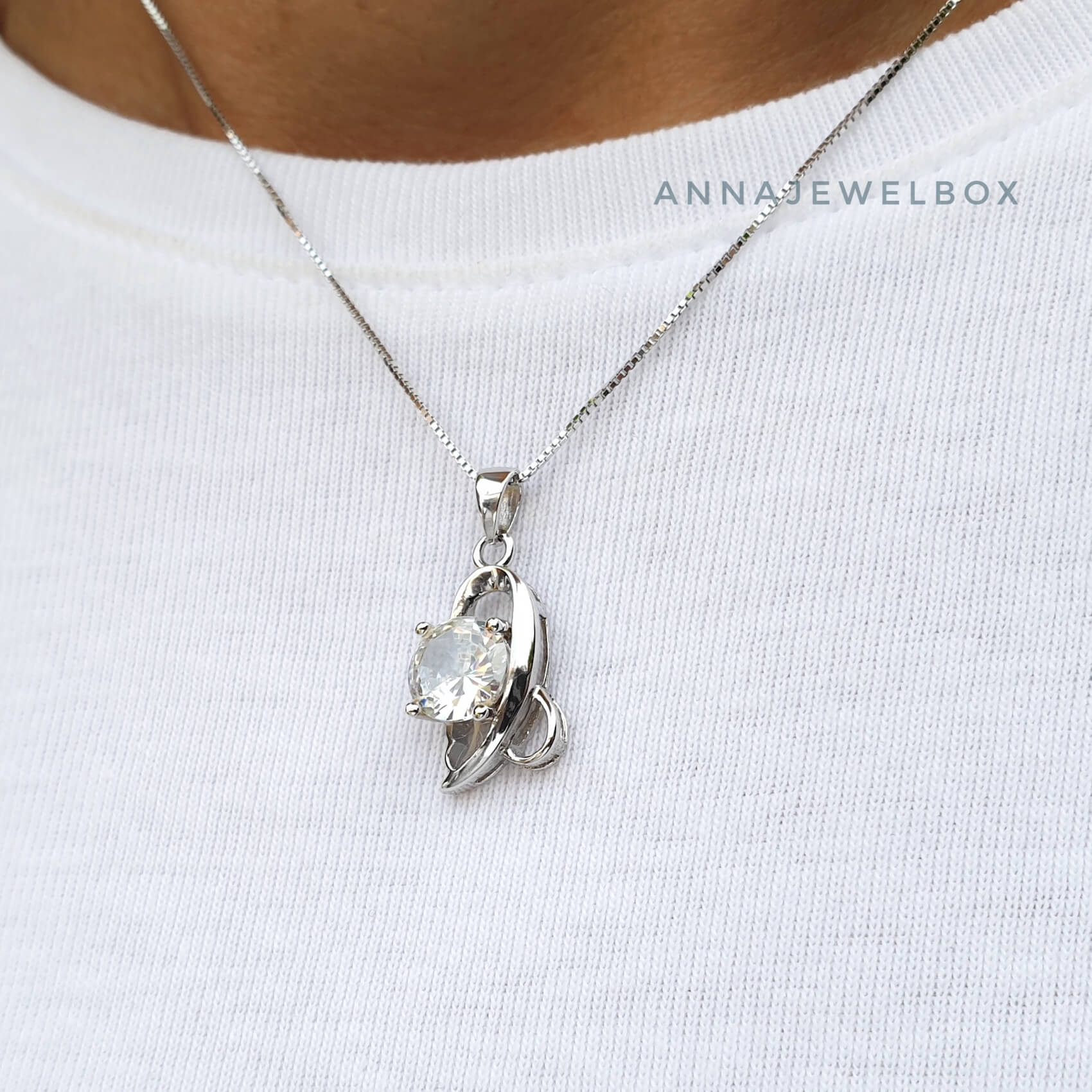 Leaf of Life 925 Sterling Silver Crystal Necklace - AnnaJewelBox
