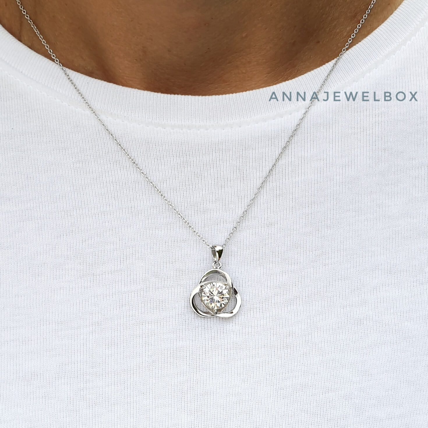 Faith 925 Sterling Silver Crystal Necklace - AnnaJewelBox