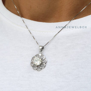 Sparkling Sun 925 Sterling Silver Crystal Necklace - AnnaJewelBox