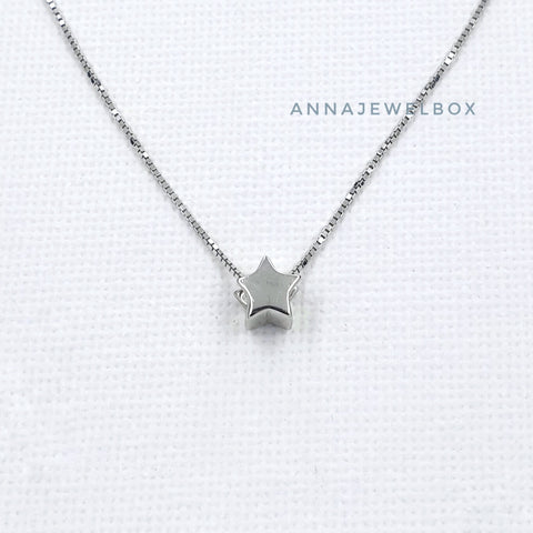 Sparkling Star 925 Sterling Silver Pendant Necklace - AnnaJewelBox