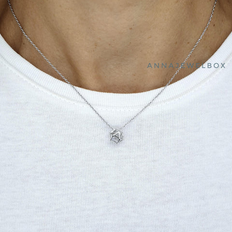Image of Origami Crystal 925 Sterling Silver Necklace - AnnaJewelBox