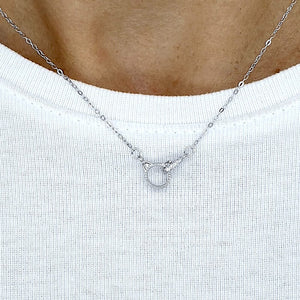 Feline 925 Sterling Silver Cat Crystal Charm Pendant Necklace