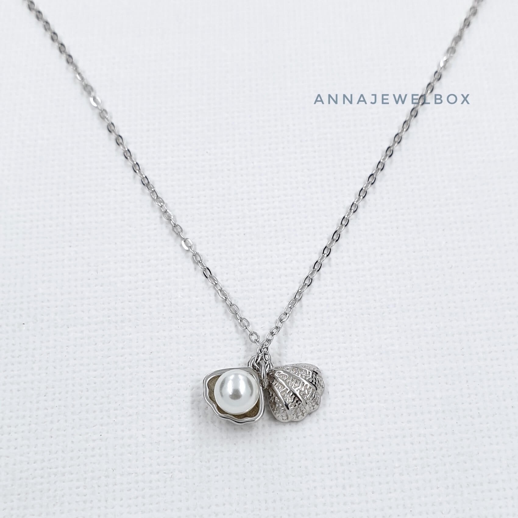 Aphrodite 925 Sterling Silver Ivory Pearl Necklace - AnnaJewelBox