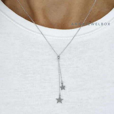 Image of Shooting Stars 925 Sterling Silver Charm Pendant Necklace - AnnaJewelBox