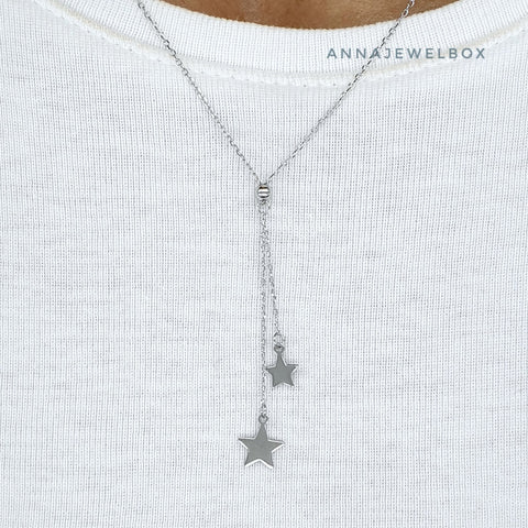 Image of Shooting Stars 925 Sterling Silver Charm Pendant Necklace - AnnaJewelBox