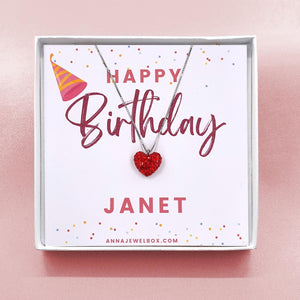 925 Sterling Silver Personalised Birthday Gift Heart Necklace - Birthday Day Card Gift
