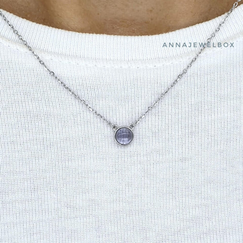 Image of Blue Moon 925 Sterling Silver Crystal Pendant Necklace - AnnaJewelBox