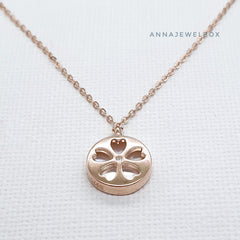 Love Flower Reversible Gold Plated 925 Sterling Silver Charm Necklace - AnnaJewelBox