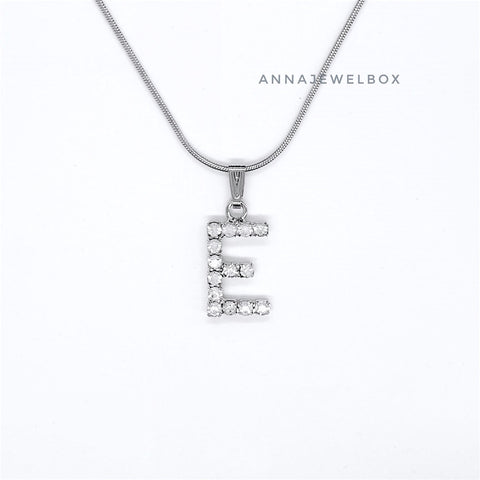 925 Sterling Silver Single Letter Initial Necklace - AnnaJewelBox