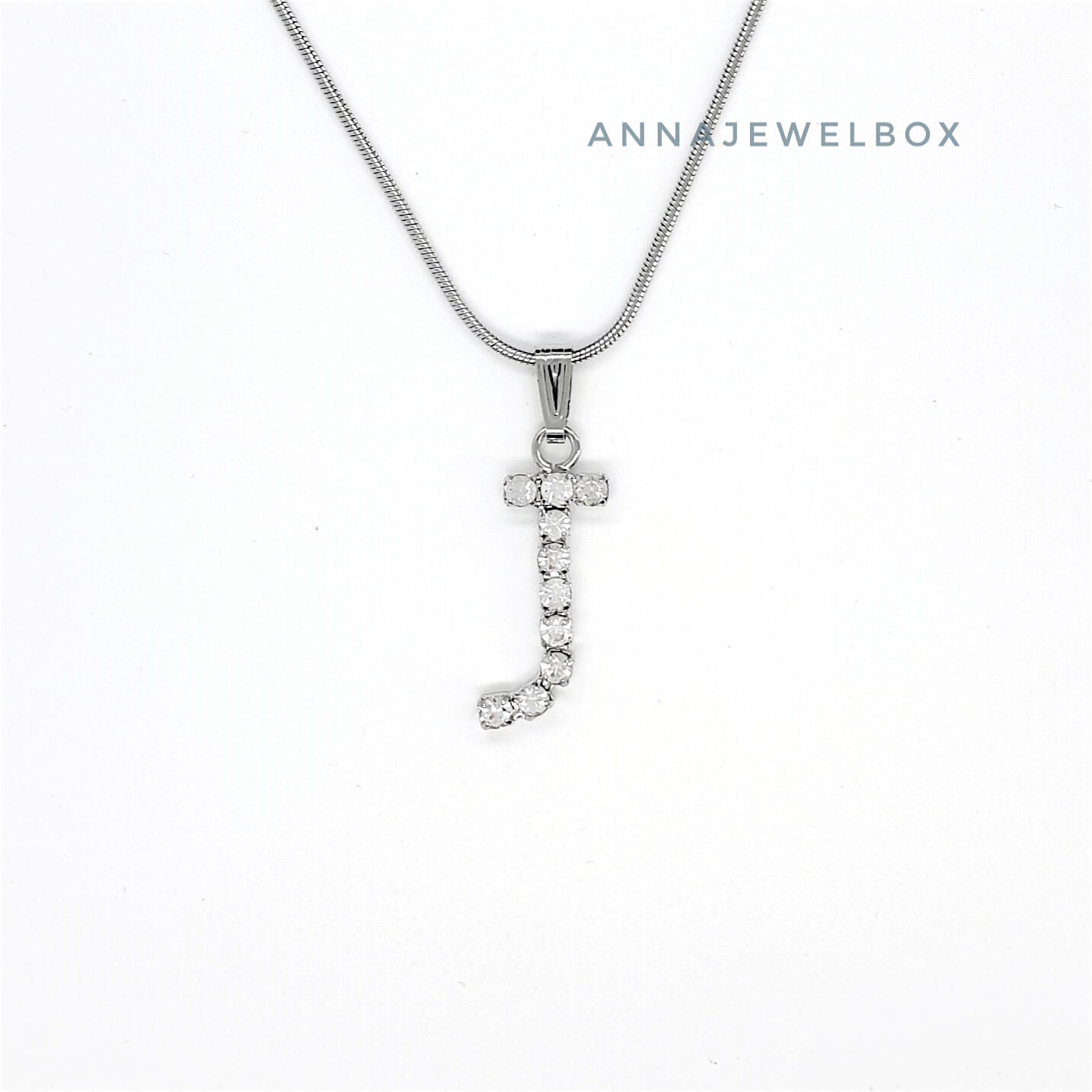 925 Sterling Silver Single Letter Initial Necklace - AnnaJewelBox