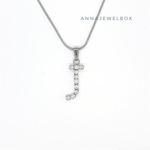 Image of 925 Sterling Silver Single Letter Initial Necklace - AnnaJewelBox