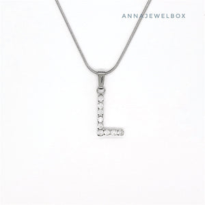 Silver Plated Single Letter Alphabet Initial Necklace - AnnaJewelBox