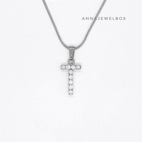 Image of Silver Plated Single Letter Alphabet Initial Necklace - AnnaJewelBox