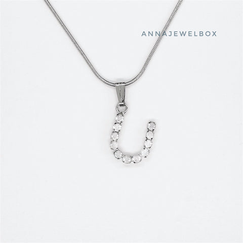 Image of Personalised 925 Sterling Silver Single Letter Initial Necklace