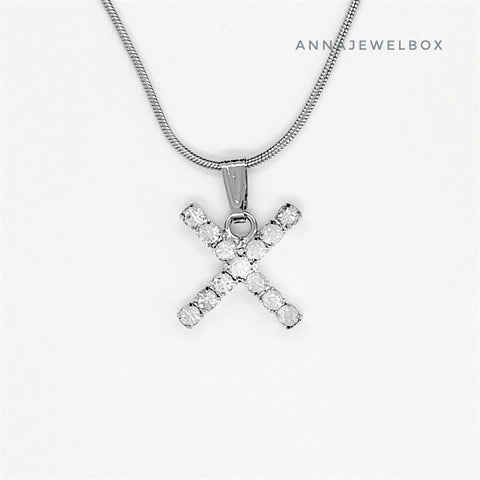 Image of Silver Plated Single Letter Alphabet Initial Necklace - AnnaJewelBox
