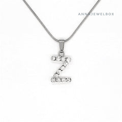 Silver Plated Single Letter Alphabet Initial Necklace - AnnaJewelBox